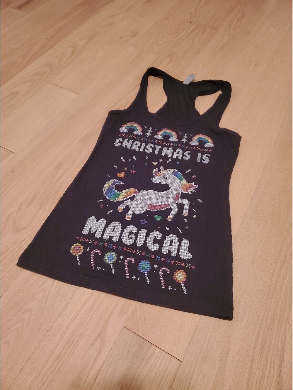 Next Level Apparel Christmas Is Magical Unicorn Tank Top, Size M